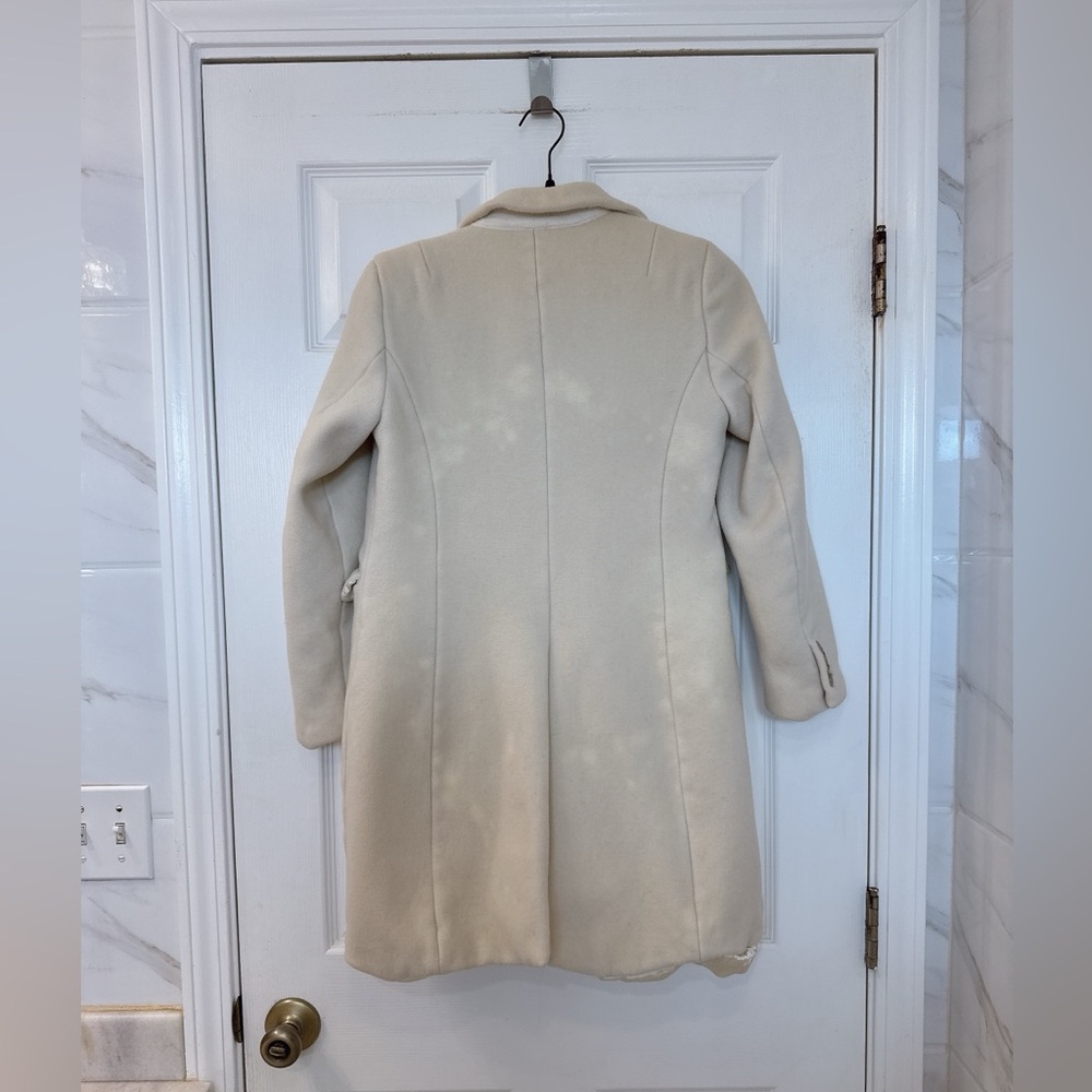 Vintage J. Crew Cream Wool & Cashmere Single Breasted Longline Tailored Overcoat - Picture 2 of 8